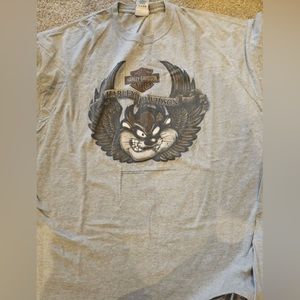 Harley Davidson Tasmanian Devil Looney Tunes Cement City Mi, Men’s Grey 3x Shirt